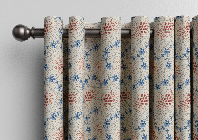 Land & Shore Lorie, Blue Red - Made to Measure Curtains - Image 12